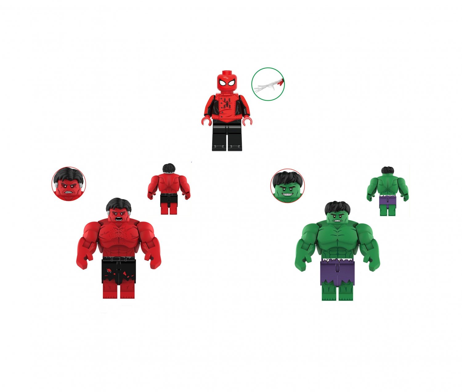 Hulk Red Hulk and Spider-Man Minifigures Spider-Man Brand New Day Sets