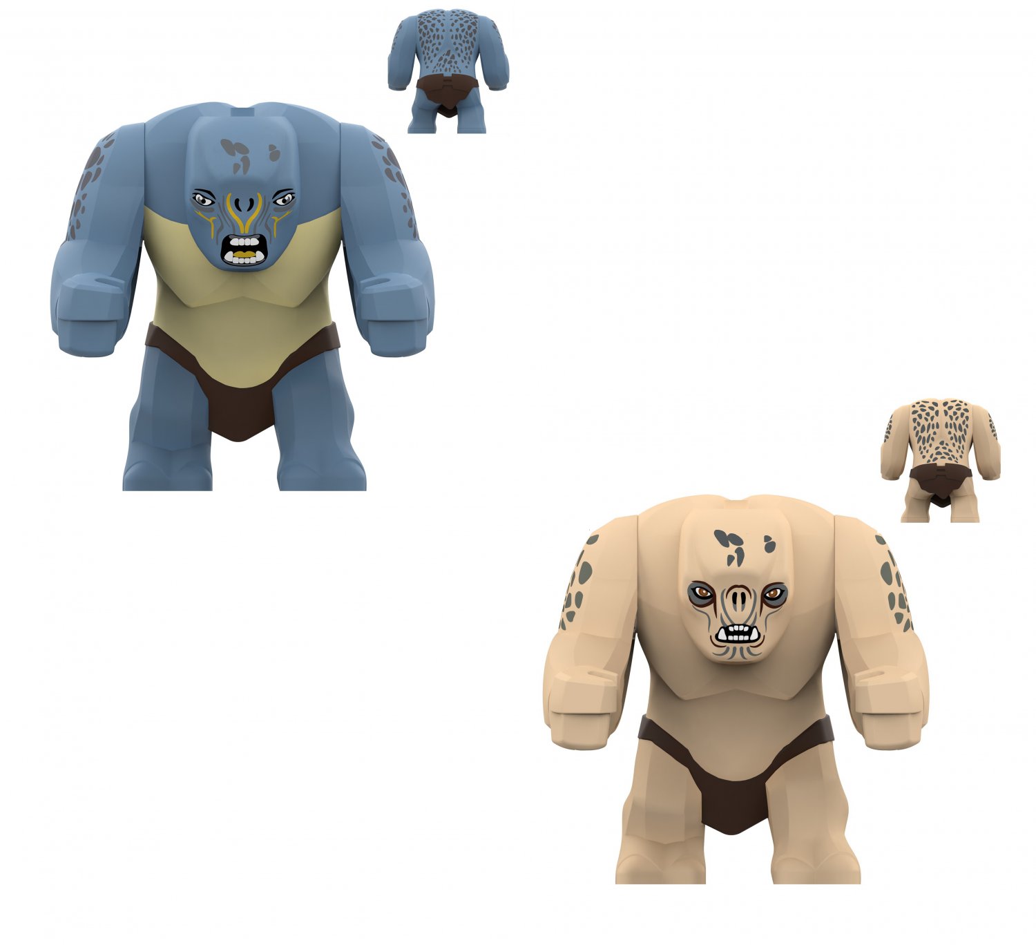 Cave Troll and Stone Troll Minifigures The Lord of the Rings movie Sets