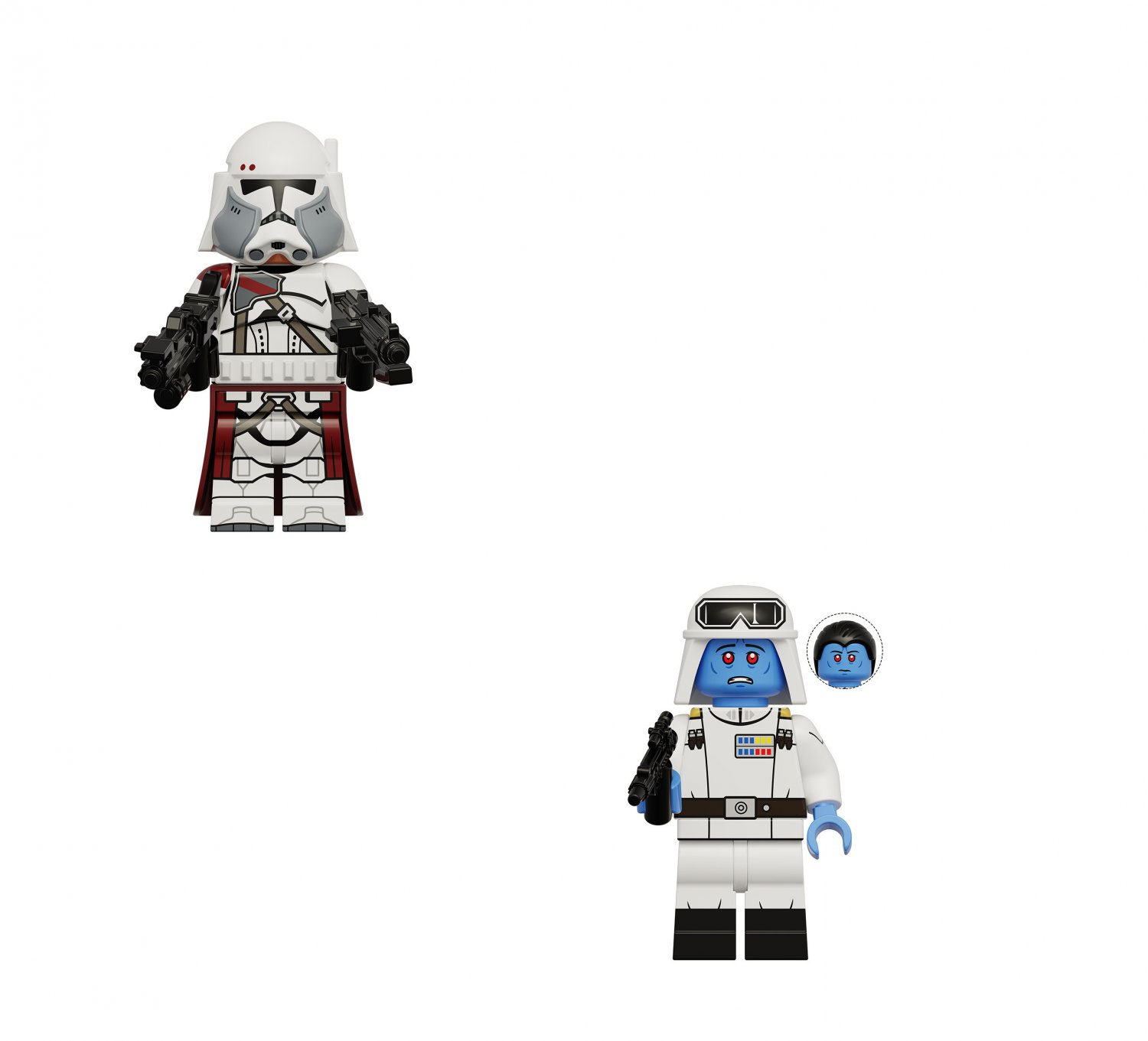 Commander Bacara and Grand Admiral Thrawn Minifigures Star Wars Clone Troopers Sets