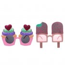 2pcs/Set Ice Pop Lolly Cupcake Party Glasses Sunglasses Fancy Dress Costume
