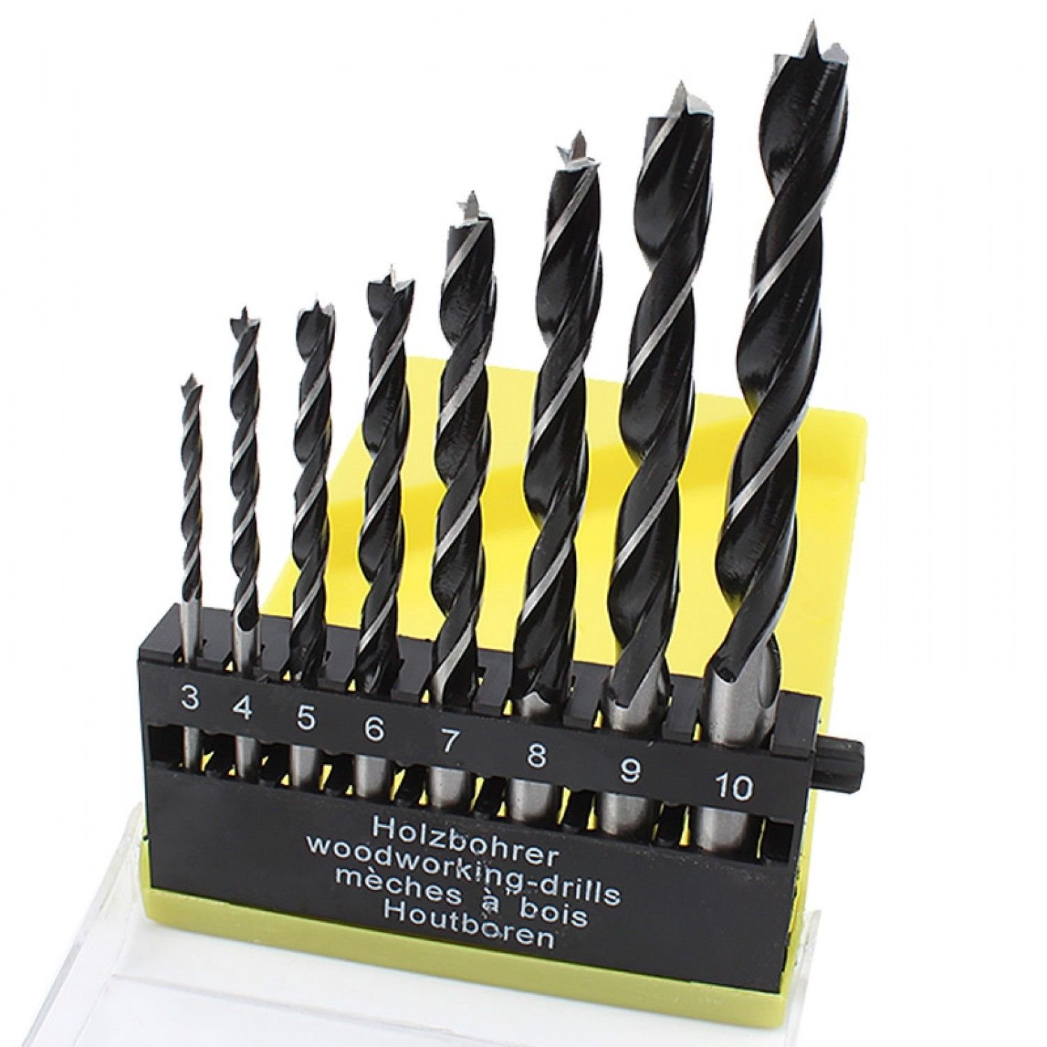 8PCS 1/8"3/8" High Carbon Steel Woodworking Twist Brad Point Drill Bit Set