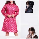 Dot Girl Lady Hooded Raincoat Women Outdoor Travel Waterproof Riding Cloth Rain