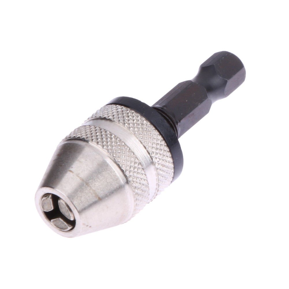 Keyless Drill Chuck Screwdriver Impact Driver Adaptor 1/4 Hex Shank Dril Bit