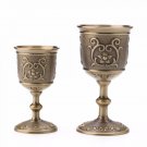 Vintage Hand-Made Solid Copper Wine Glass Water Goblet Carving Pattern Fg