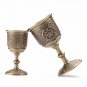 Vintage Hand-Made Solid Copper Wine Glass Water Goblet Carving Pattern Fg