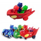 1PCS 3.5inch Doll With 3 Seats Car Pj Characters Catboy Gekko Cloak Action