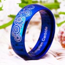 8mm Width Doctor Who Blue Dome Men and Women's Fashion Tungsten Ring Gift Ring