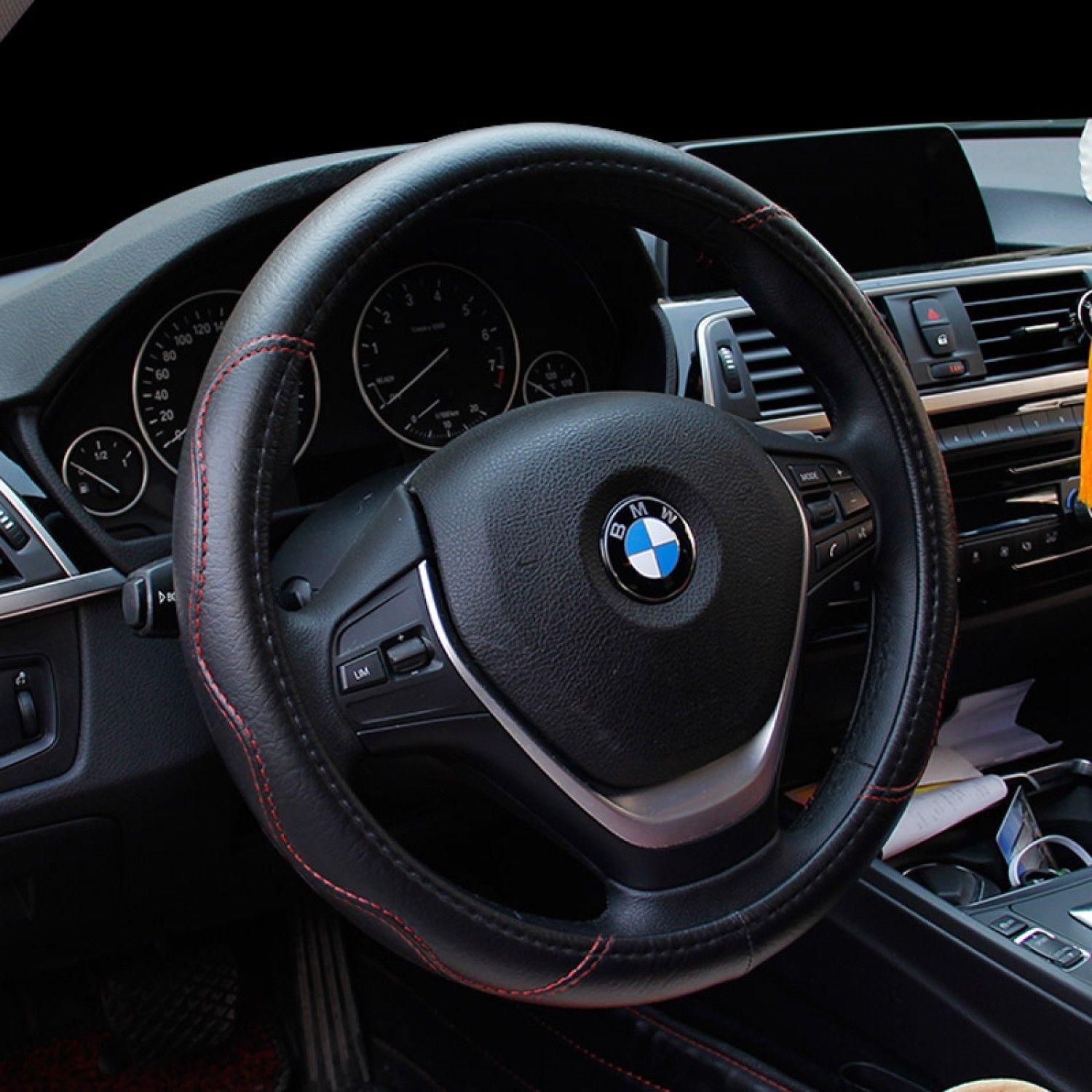 Size (45Cm 47Cm 50Cm) Steering Wheel Cover Faux Leather Customized For Car Bus