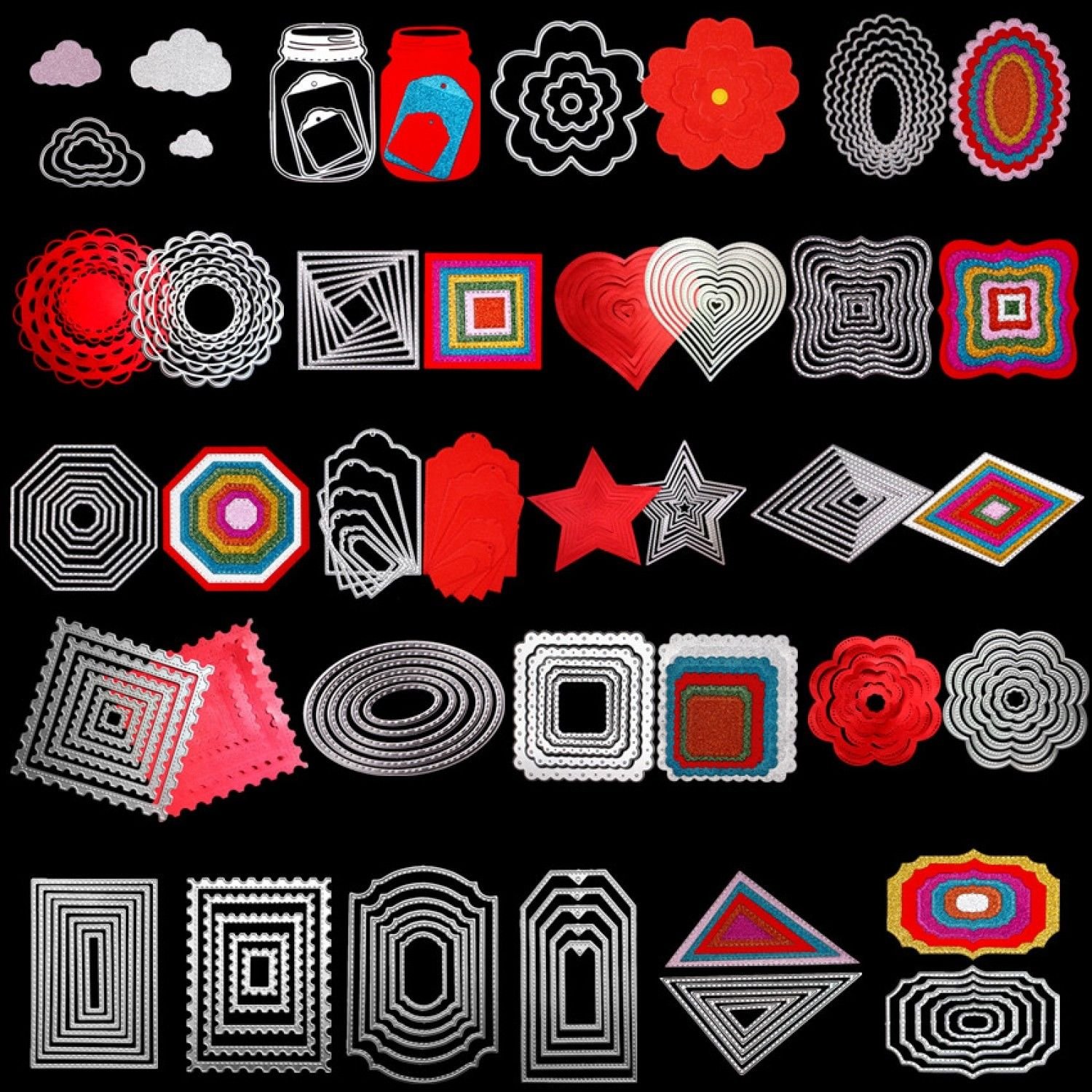 Square Star Heart Rectangle Circle Dies Frame Metal Cutting Dies