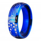 8MM Shiny Blue Dome CIRCUIT BOARD Design New Men's Fashion Tungsten Ring