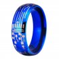 8MM Shiny Blue Dome CIRCUIT BOARD Design New Men's Fashion Tungsten Ring