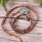 Latest 2018 - 5X Leather Wrap Beaded Bracelet Huge Oceanstone Bracelet