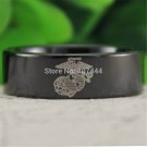 8MM Black Pipe Army Military Marines Men's Comfort Fit Tungsten Wedding Ring