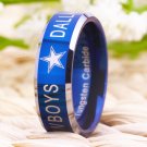 8MM Dallas Cowboys Design Men's Blue With Silver Bevel EdgeTungsten Comfort