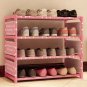 Simple 4 Layers Shoes Rack Thicken Steel Pipe Non-Woven Cloth Diy Shoes Storage