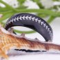 8MM Black Dome with White Baseball Stitch Comfort Men's Fashion Tungsten Wedding