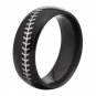 8MM Black Dome with White Baseball Stitch Comfort Men's Fashion Tungsten Wedding