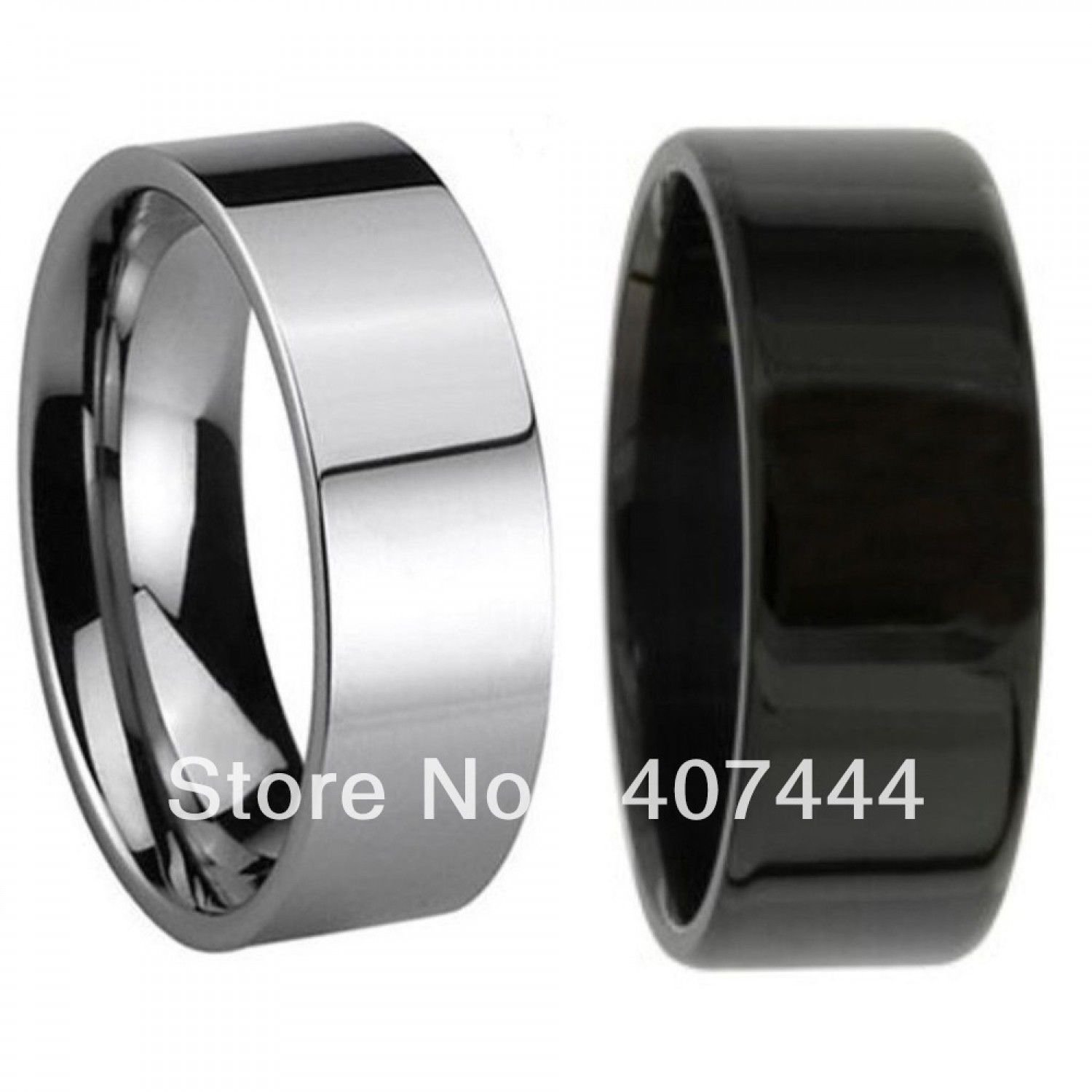 Hot Sales 8MM Pipe Cut Black/Silver Men's Tungsten Wedding Ring Size 6-13