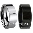 Hot Sales 8MM Pipe Cut Black/Silver Men's Tungsten Wedding Ring Size 6-13
