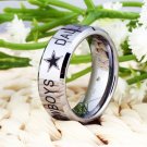 8Mm High Polished Silver Bevel Dallas Cowboys Design Tungsten Comfort Fit Ring
