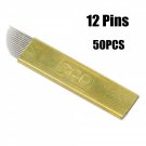 50 PCS Microblading Needles PCD 12 Pins Permanent Makeup Blades Manual Eyebrow