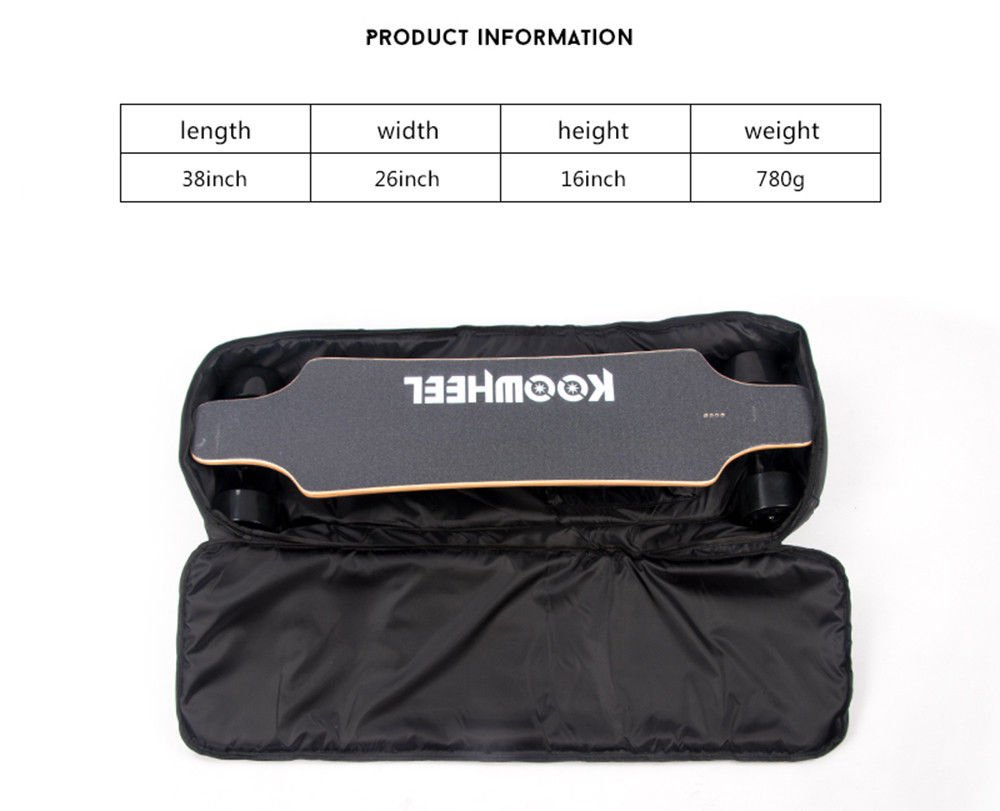 4 Wheels Electric Skateboard Bag Longboard Shoulder Backpacks Black Canvas