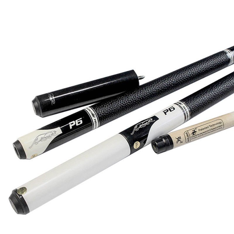 P6 Pool Cue Stick With Extension 13Mm 11.5Mm Tips Black/White Color Billiard Cue