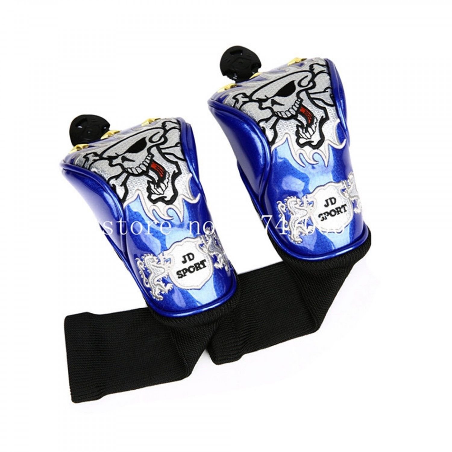 2Pcs Golf Hybrid Head Cover Ut Headcovers Skull Design With Interchangeable Tag