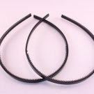 7mm Black Plastic Headbands with Teeth - 12 Pieces