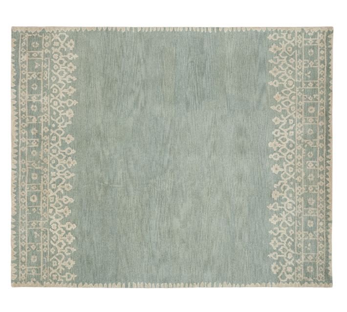 POTTERY BARN  Desa Proceline Blue 5X8 Contemporary Style Wool Rug & Carpet