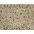 POTTERY BARN Leslie Blue 5X8 Floral Style Handmade Wool Rug & Carpet