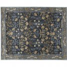 POTTERY BARN Adeline Blue 9X12 Floral Style Handmade Wool Rug & Carpet