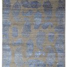 Paisley BluDesign 5'7" x 7'10 Hand Knotted Oriental Contemporary Silk & Wool Rug
