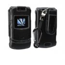 Motorola V3xx Black Fitted Leather Case