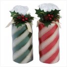 candy cane pillar candle set