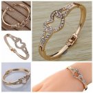 Sweety Rose Gold Hollow Heart Inlay Full Crystal Charming Bangle Bracelet !!!