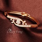 Women's/Girl's Rose Gold Plated Clear Crystal Flower Bracelets & Bangles Wrist