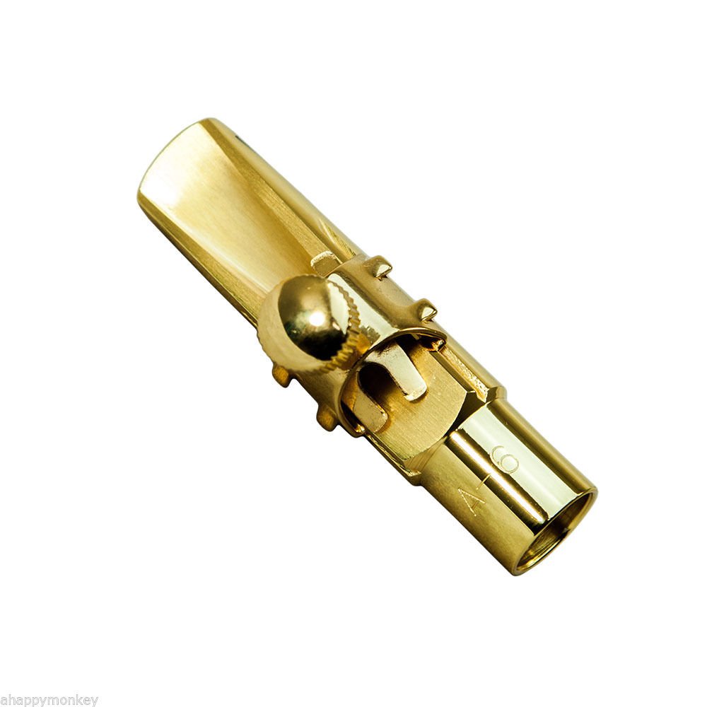 New 6 Soprano Saxophone Metal Mouthpiece 14k Gold Plated with Ligature