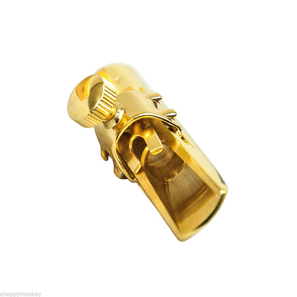 New 6 Soprano Saxophone Metal Mouthpiece 14k Gold Plated with Ligature