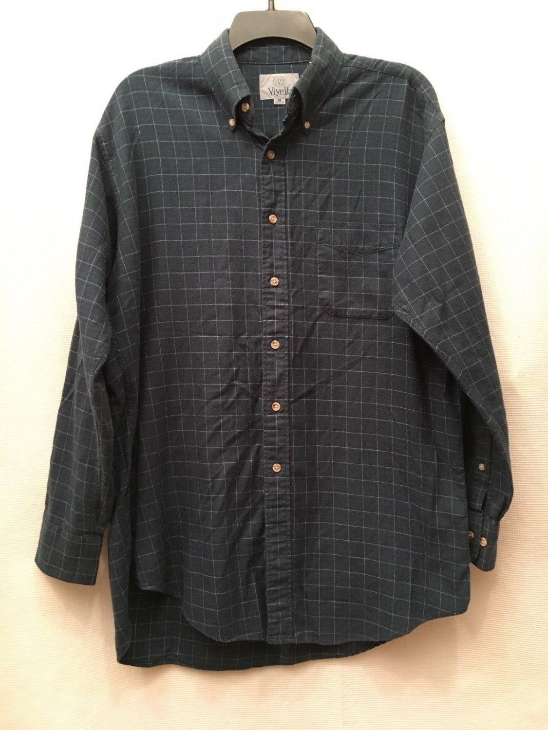 Vintage Viyella Mens Cotton/Wool Long Sleeve Button Front Shirt Size Medium