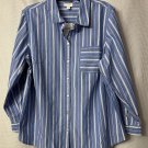 NWT J. Jill Womens Long Sleeve Blue White Button Front Top Blouse Shirt Size 2X