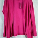 NWT Nic + Zoe Womens Long Sleeve Open Front Pink Top Blouse Shirt Size Large