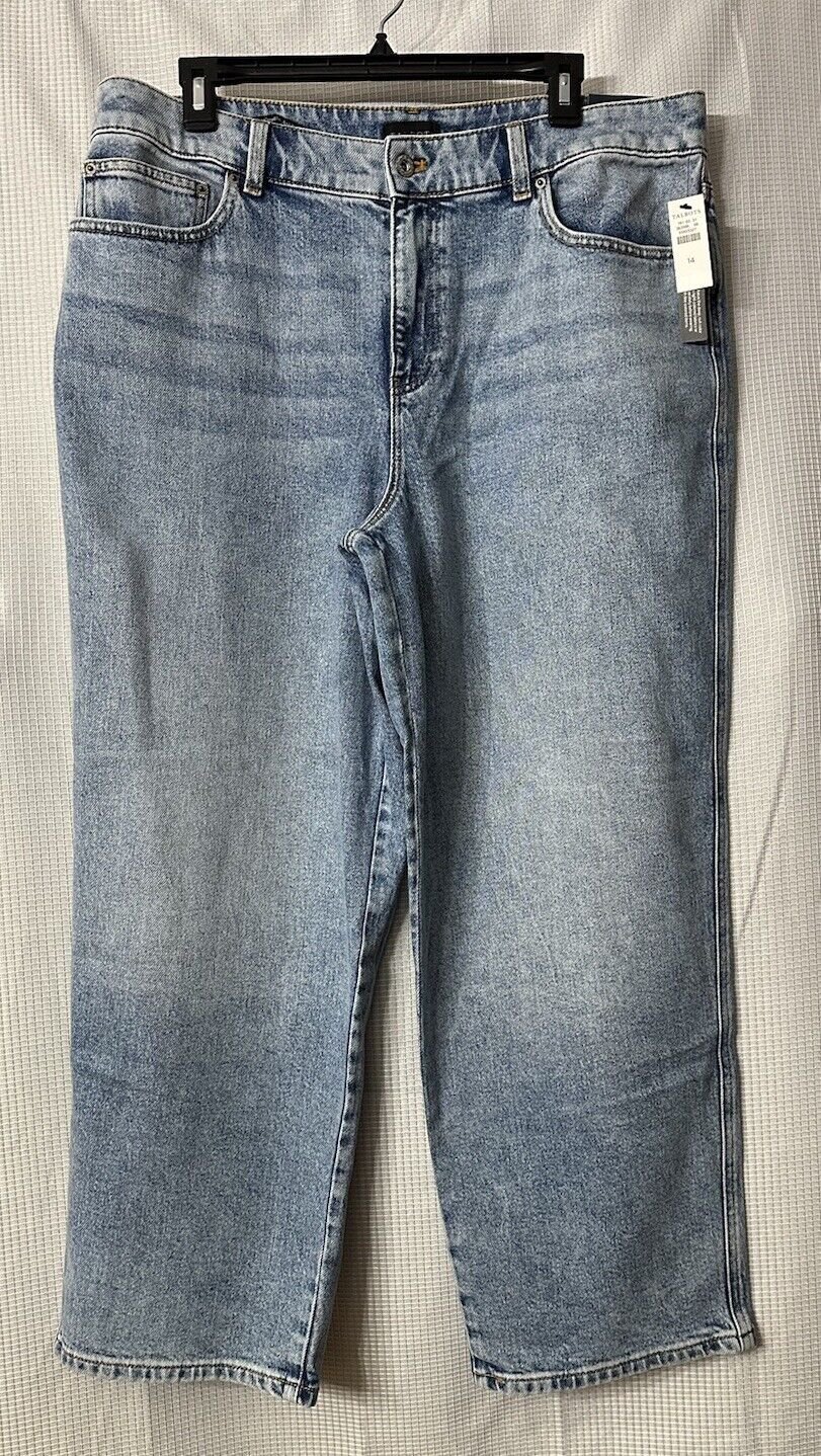 NWT Talbots High Waist Straight Leg Womens Light Wash Ankle Jeans Denim Size 14