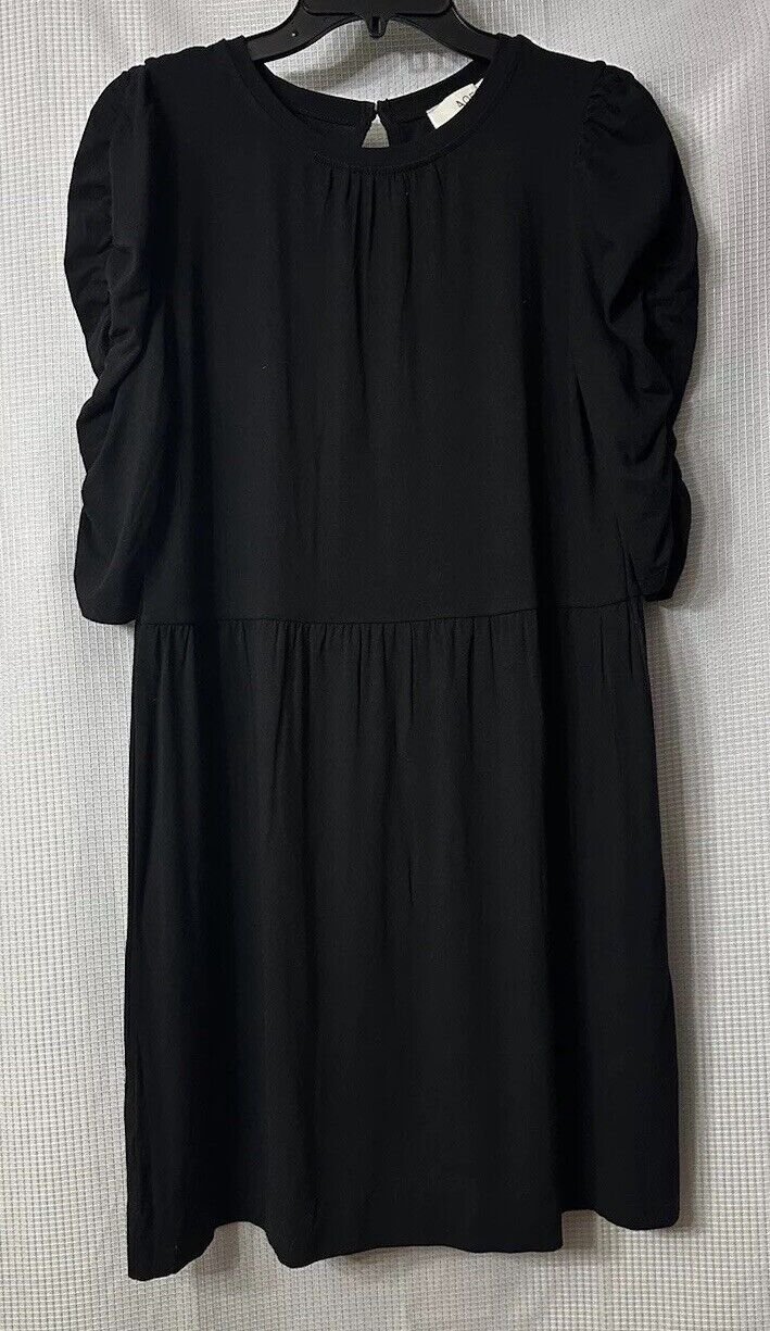 NWT Ann Taylor LOFT Womens Short Sleeve Casual Black Pullover Dress Size Large
