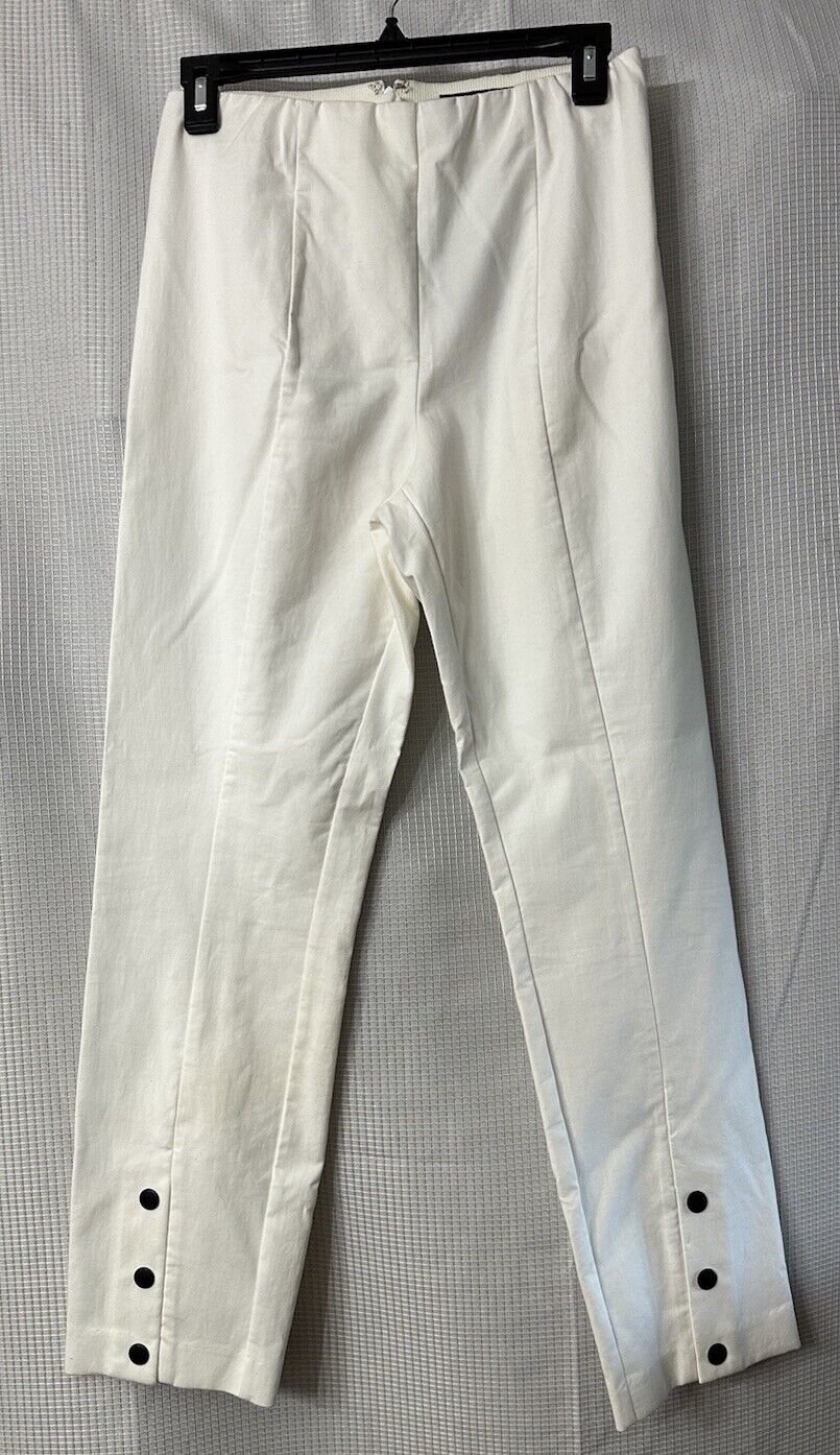 NWT rag & bone New York Womens White Elastic Simone Button Ankle Pants Size 6