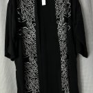 NWT Chicos Womens Black White Embroidered Kimono Coverup Top Size L/XL $149