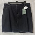 NWT LL Bean Classic Fit Womens Comfort Knit Dark Wash Skirt Plus Size 16R