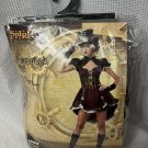 Steampunk Girl Adult Halloween Costume Dress Gloves Hat Scark Goggles L 10-12