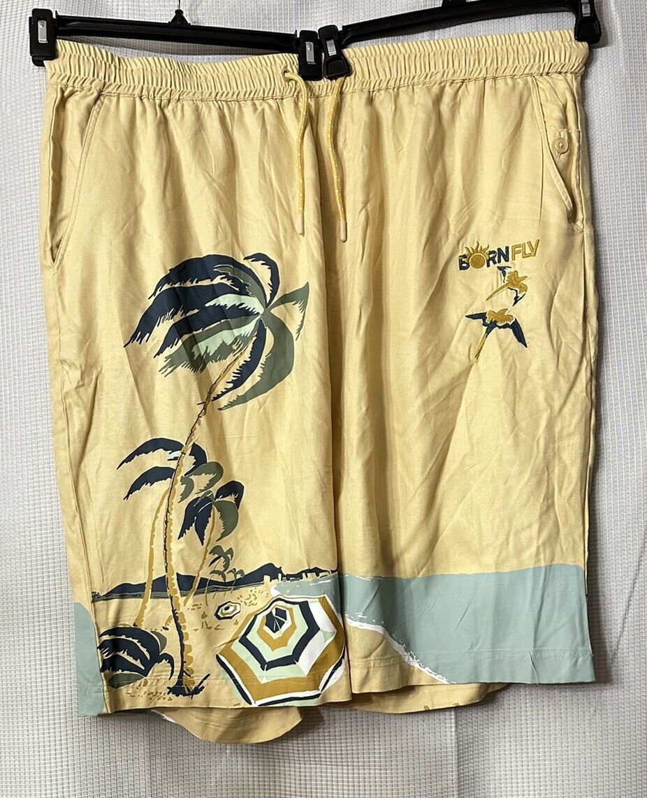 NWT Born Fly Mens Drawstring Casual Elastic Waist Shorts Big & Tall Size 4XL