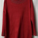 NWT Cable & Gauge Womens Long Sleeve Embellished Pullover Red Sweater Size XL